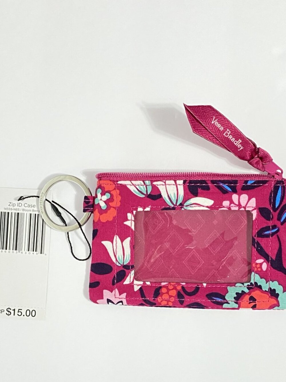 Vera Bradley Zip ID Case in Bloom Berry Purse, Coins, Bills, ID NWT